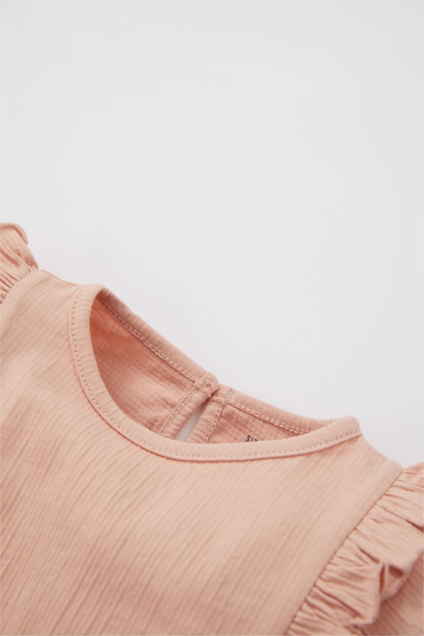 طفلة صغيرة سيموني فاتح جمبسوت بناتي بيبي بالزهور من قماش مجعد من قطعتين