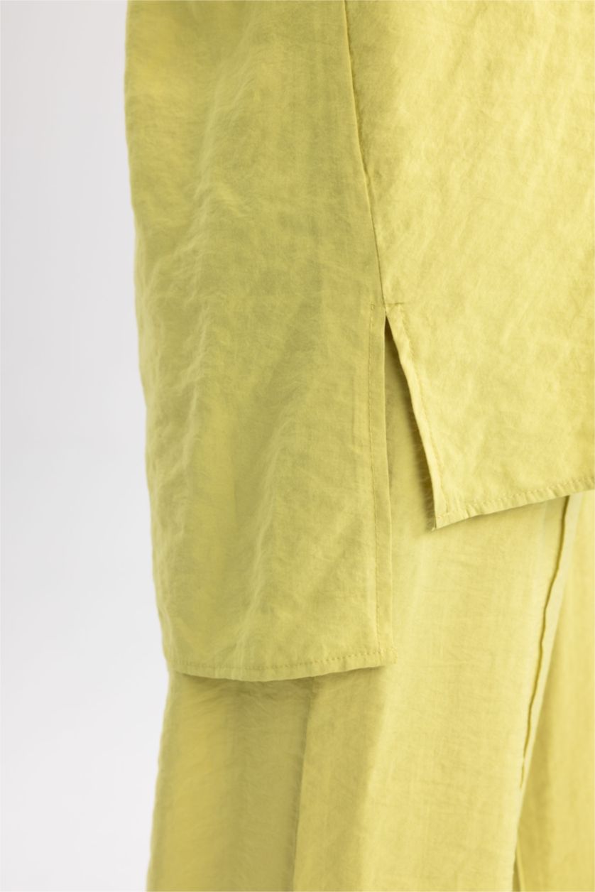 WOMAN Green Oversize Fit Tencel Long Sleeve Tunic