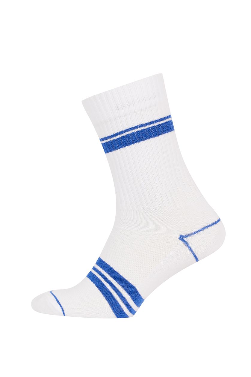 Man White Men's DeFactoFit 3-Piece Cotton Long Socks