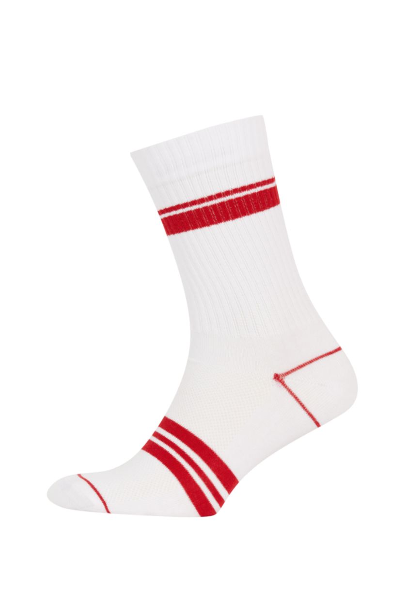 Man White Men's DeFactoFit 3-Piece Cotton Long Socks