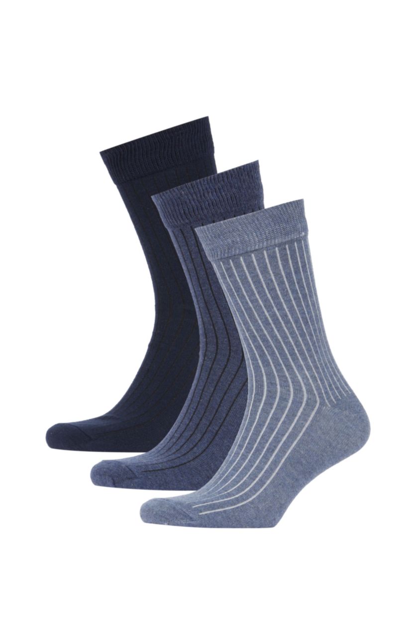 MAN NAVY Men 3 Pack Cotton Long Socks