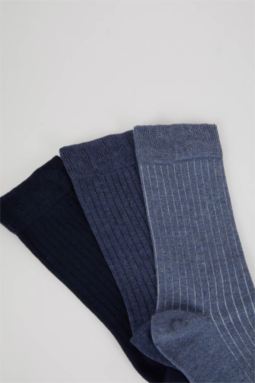 MAN NAVY Men 3 Pack Cotton Long Socks