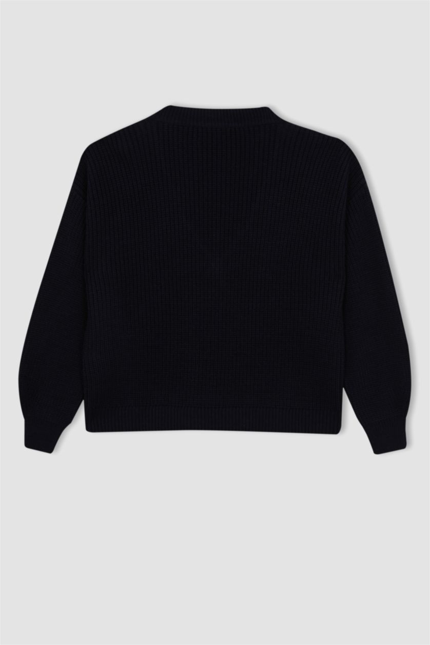 WOMAN NAVY Oversize Fit V-Neck Knitwear Pullover