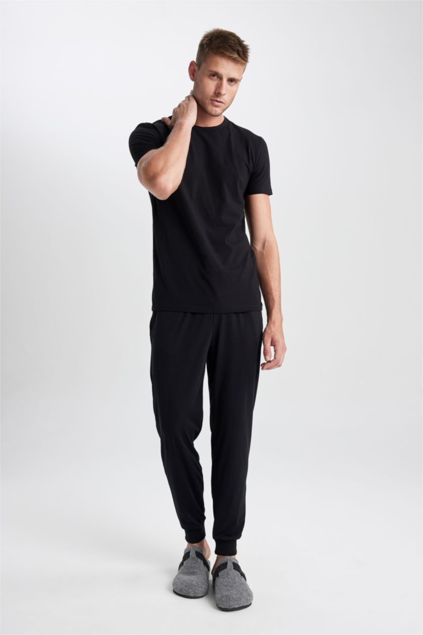 MAN Black Regular Fit Knitted Bottoms