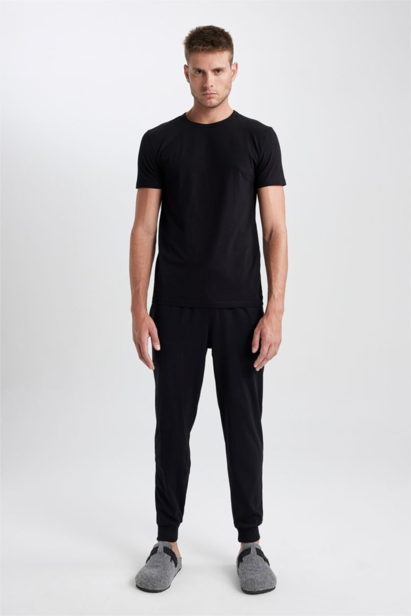 MAN Black Regular Fit Knitted Bottoms