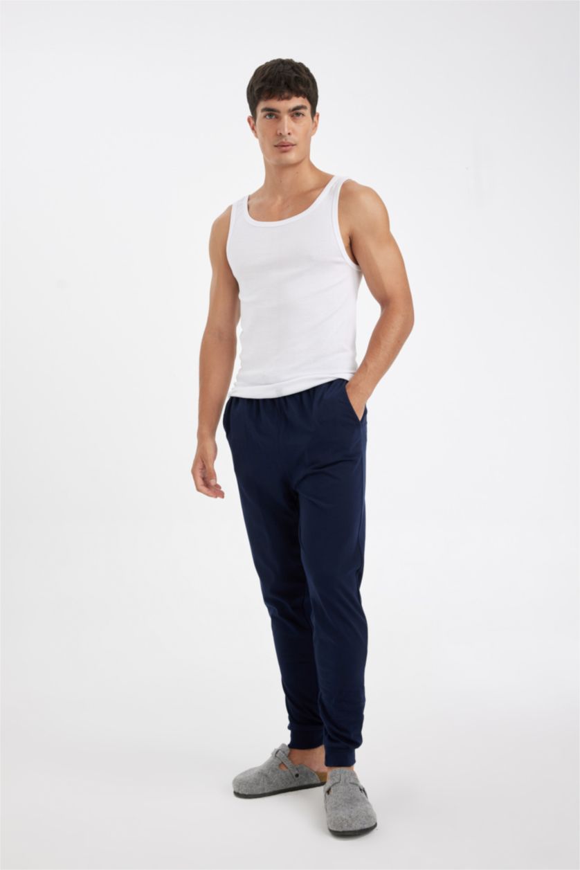 HOMME Marin Bas de Pyjama à taille élastique Coupe régulière