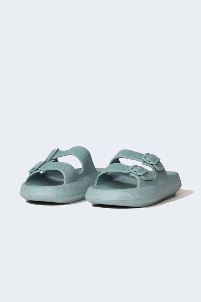 Man Light Blue Man Thick Sole Double Banded Eva Slippers