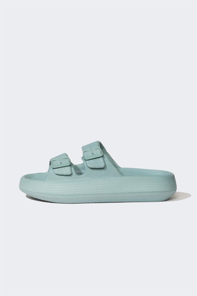Man Light Blue Man Thick Sole Double Banded Eva Slippers