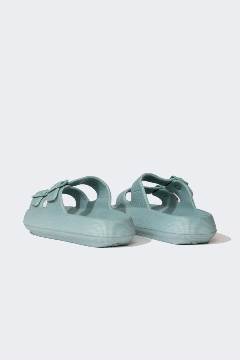Man Light Blue Man Thick Sole Double Banded Eva Slippers