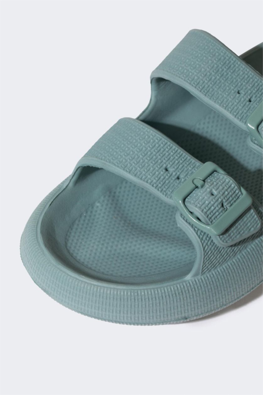 Man Light Blue Man Thick Sole Double Banded Eva Slippers