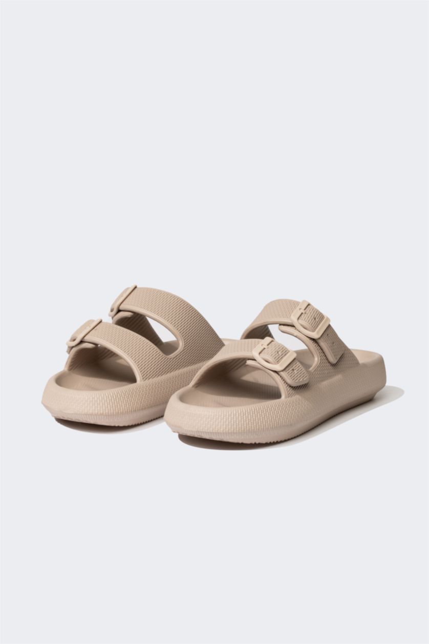 MAN Beige Men Thick Sole Double Band Eva Slippers