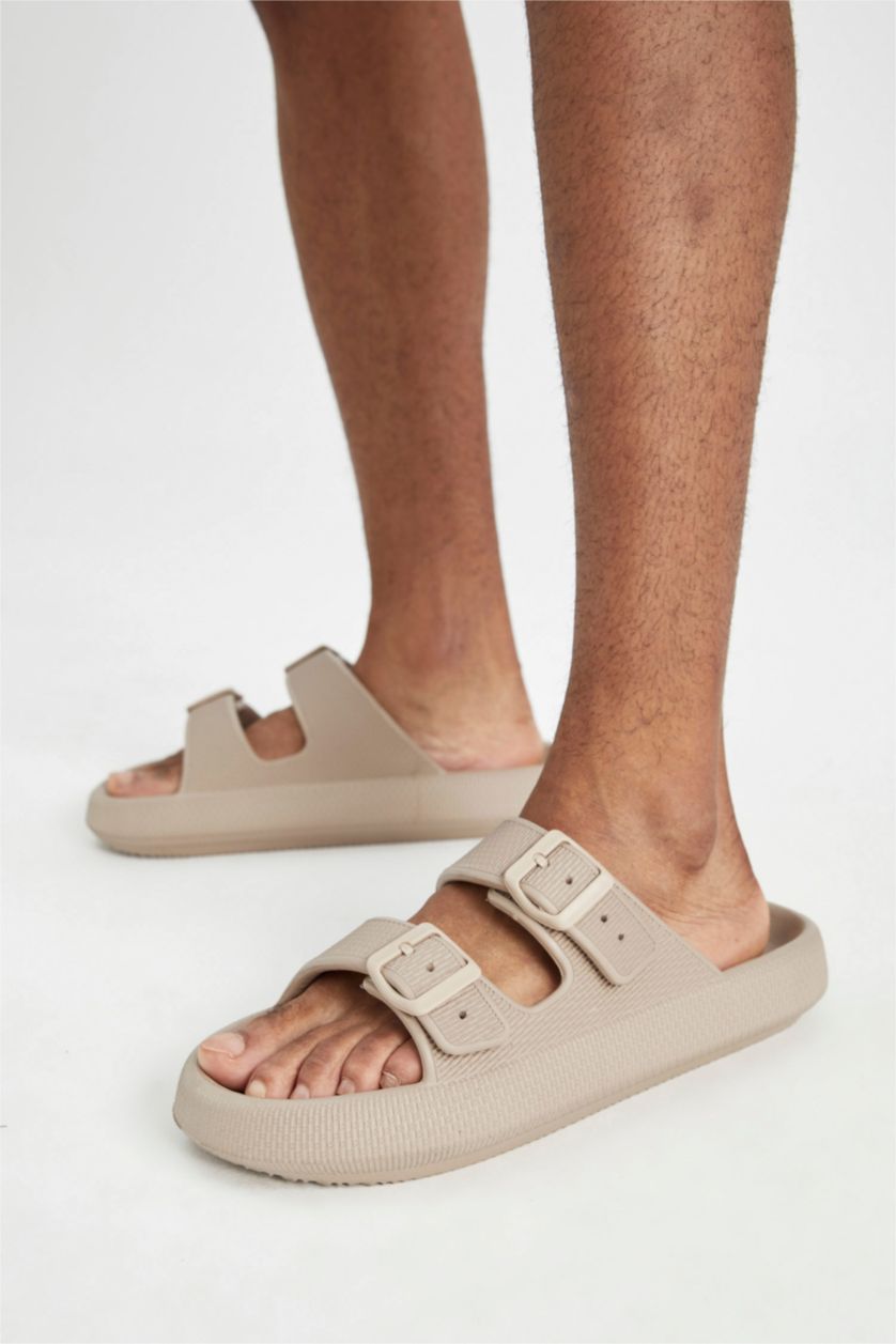 MAN Beige Men Thick Sole Double Band Eva Slippers