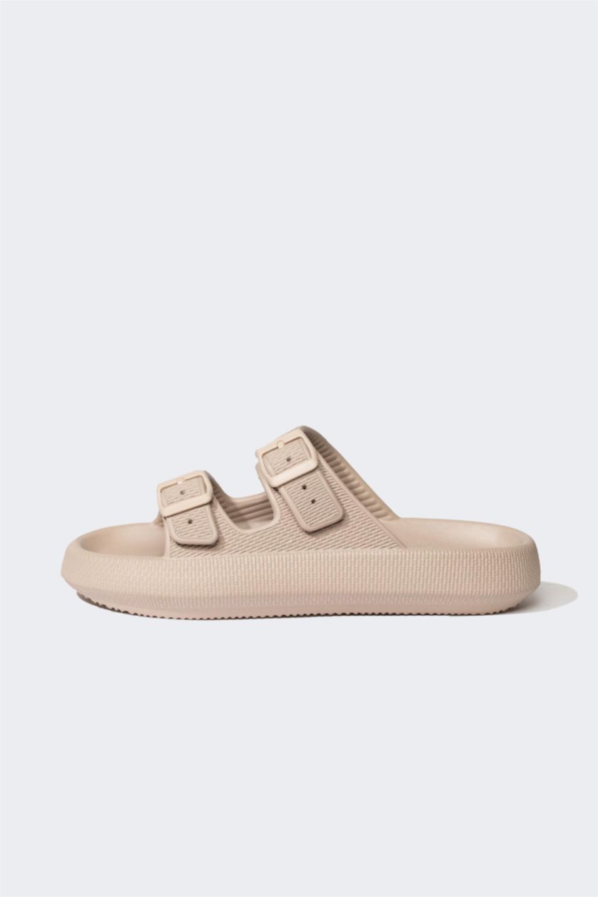 MAN Beige Men Thick Sole Double Band Eva Slippers