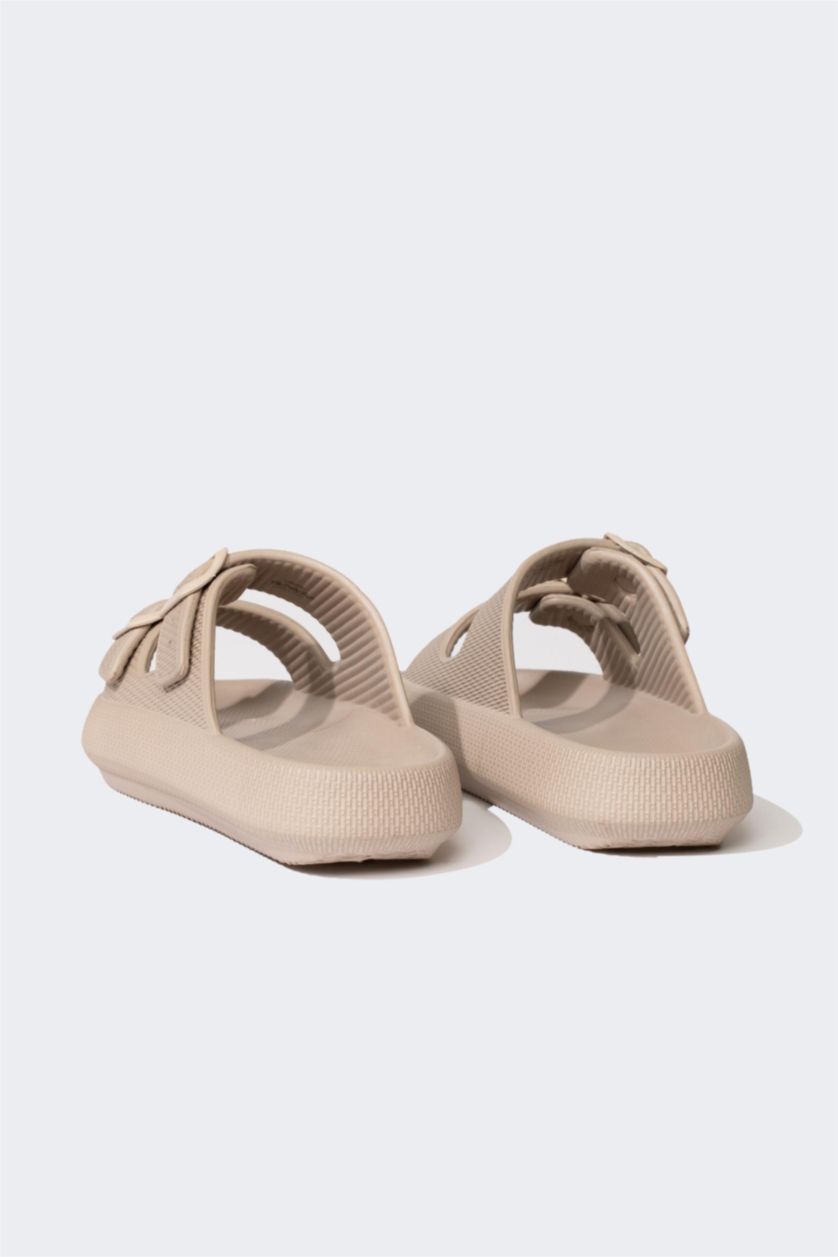 MAN Beige Men Thick Sole Double Band Eva Slippers