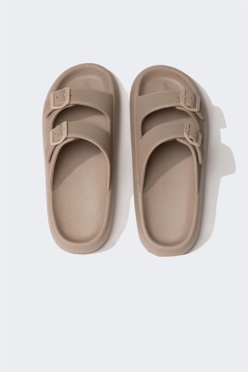 MAN Beige Men Thick Sole Double Band Eva Slippers