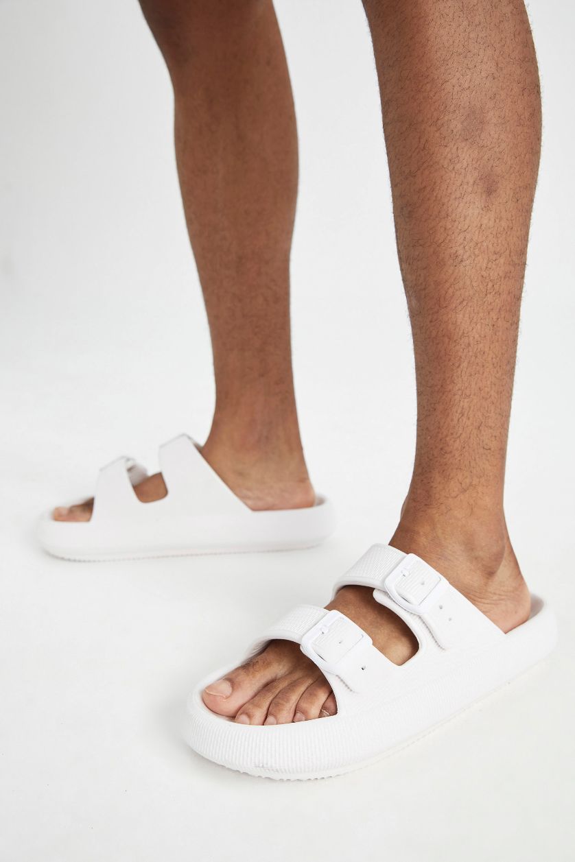 Man White Man Thick Sole Double Banded Eva Slippers