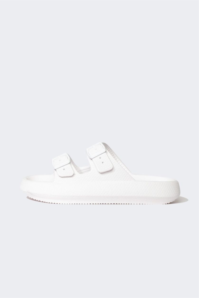 Man White Man Thick Sole Double Banded Eva Slippers