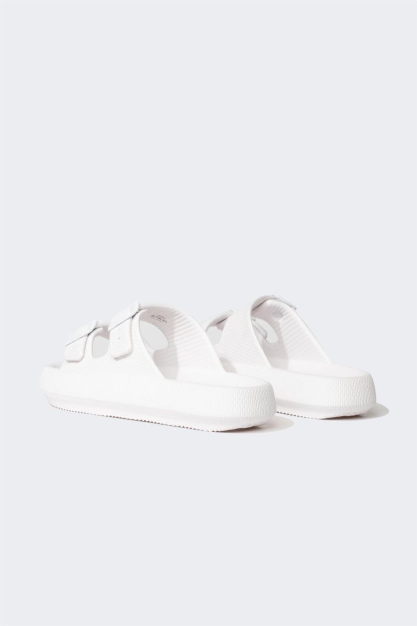 Man White Man Thick Sole Double Banded Eva Slippers