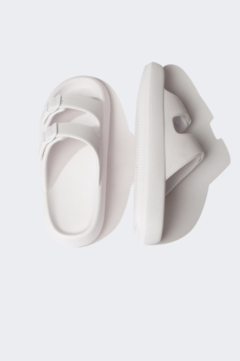 Man White Man Thick Sole Double Banded Eva Slippers