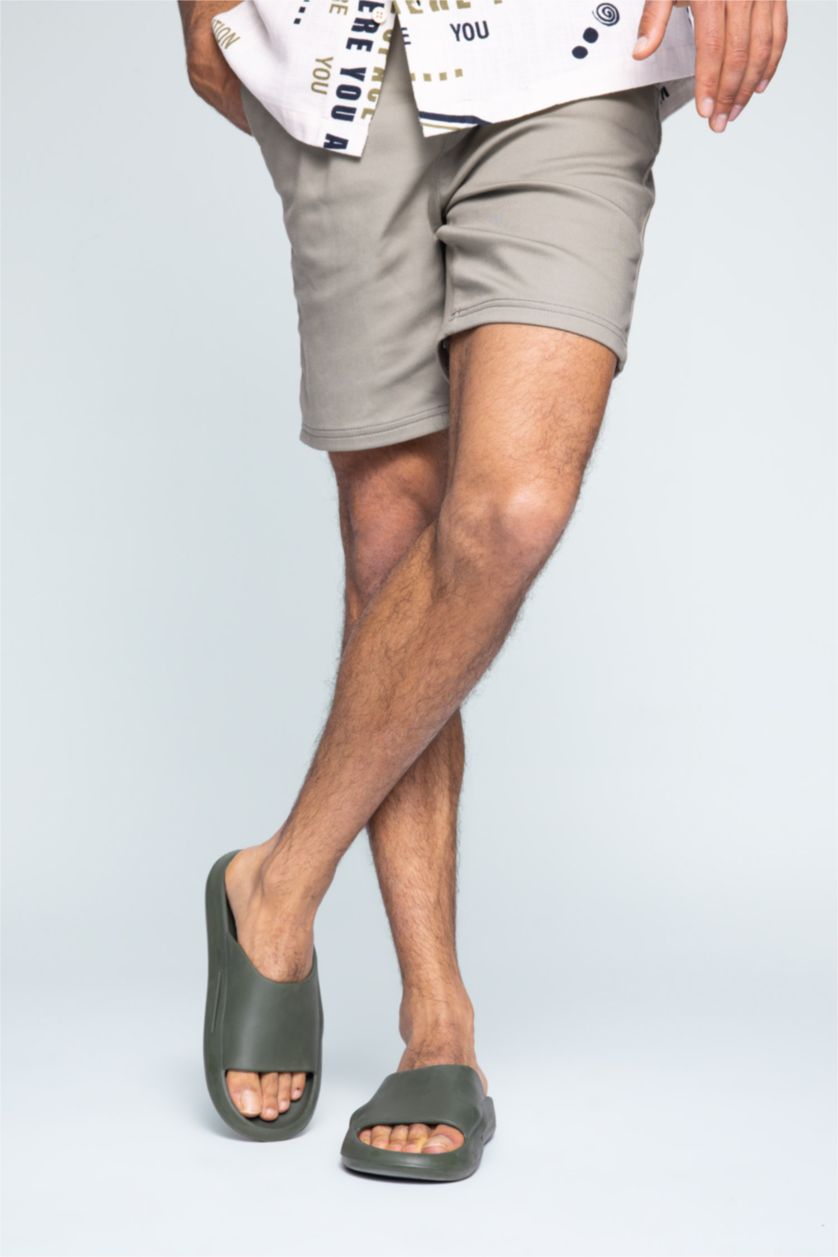 رجال كاكي شبشب إيفا بكعب عالي بشريط مفرد بشريط مفرد