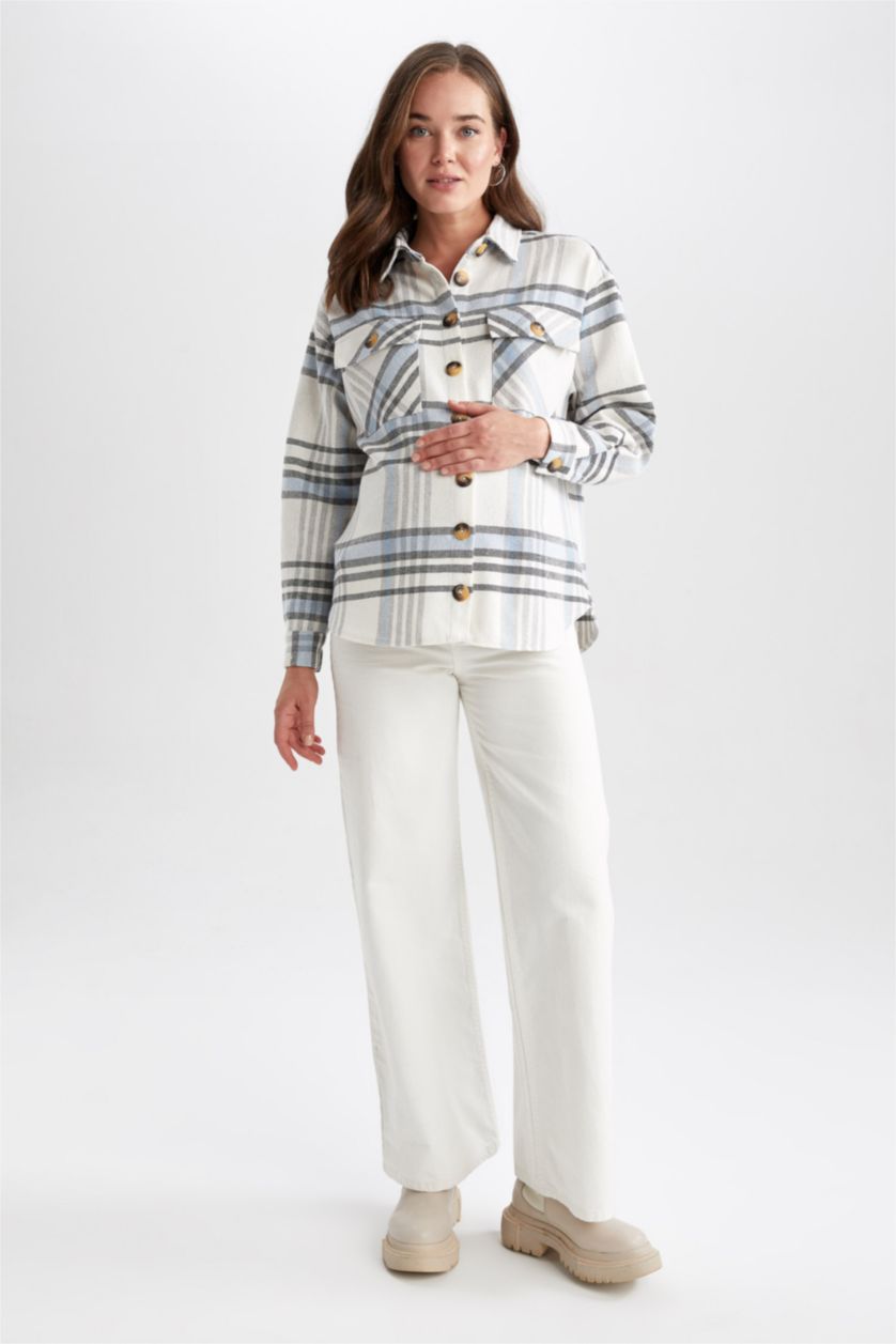 Женская Голубой Футболка с длинным рукавом