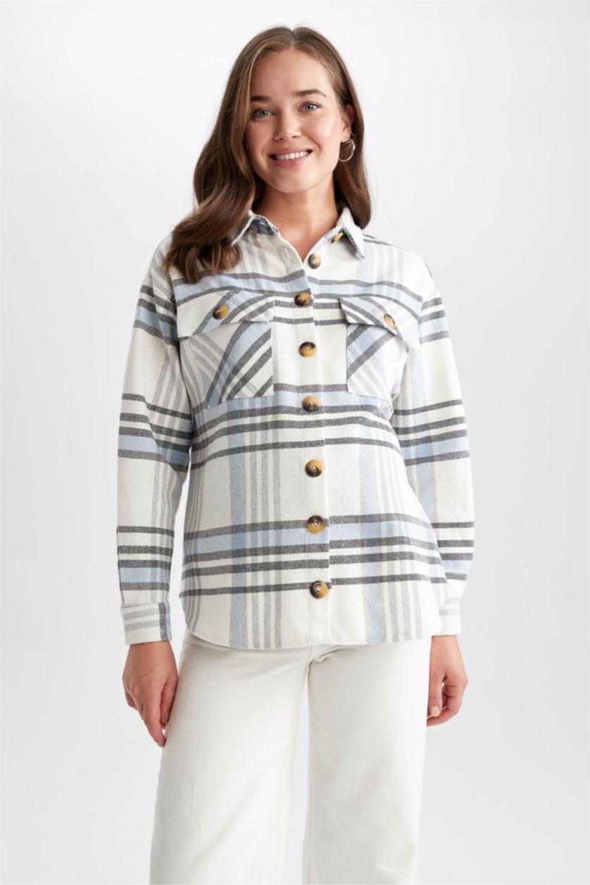 Женская Голубой Футболка с длинным рукавом