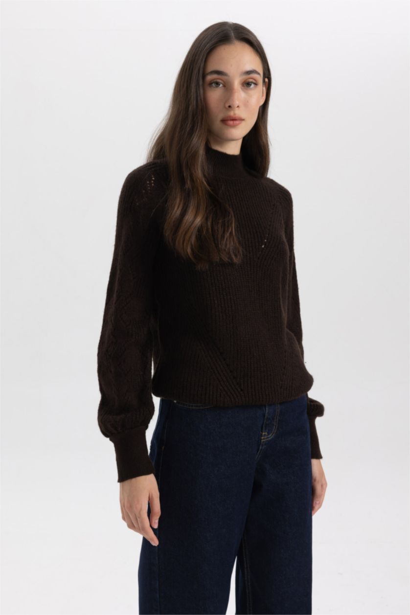 Женская Коричневый Туника свободного кроя с воротником