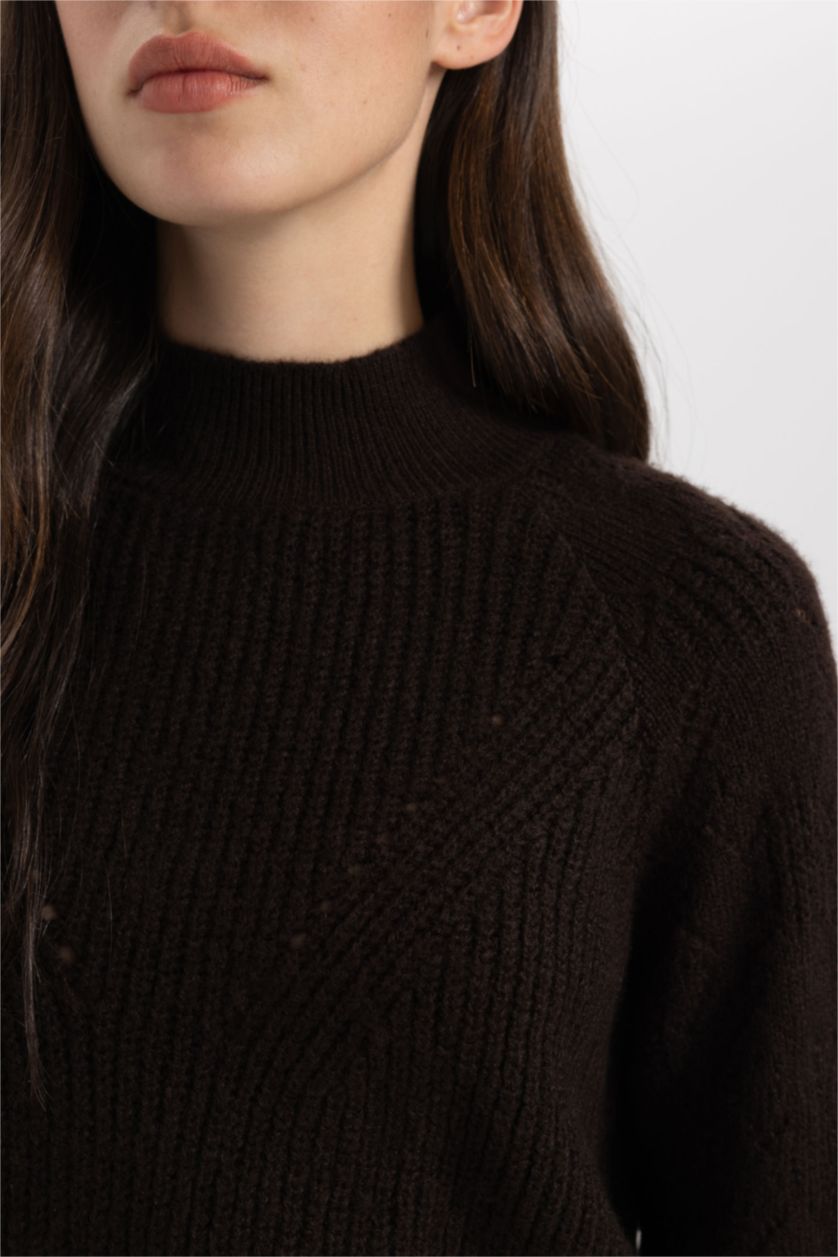 Женская Коричневый Туника свободного кроя с воротником