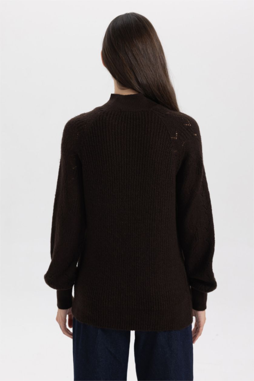 Женская Коричневый Туника свободного кроя с воротником