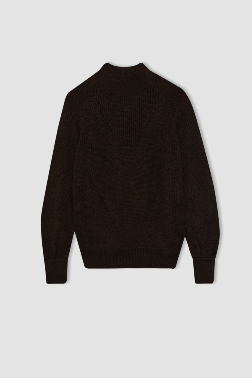 Женская Коричневый Туника свободного кроя с воротником