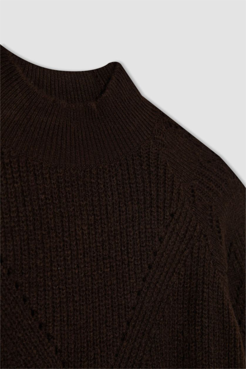 Женская Коричневый Туника свободного кроя с воротником