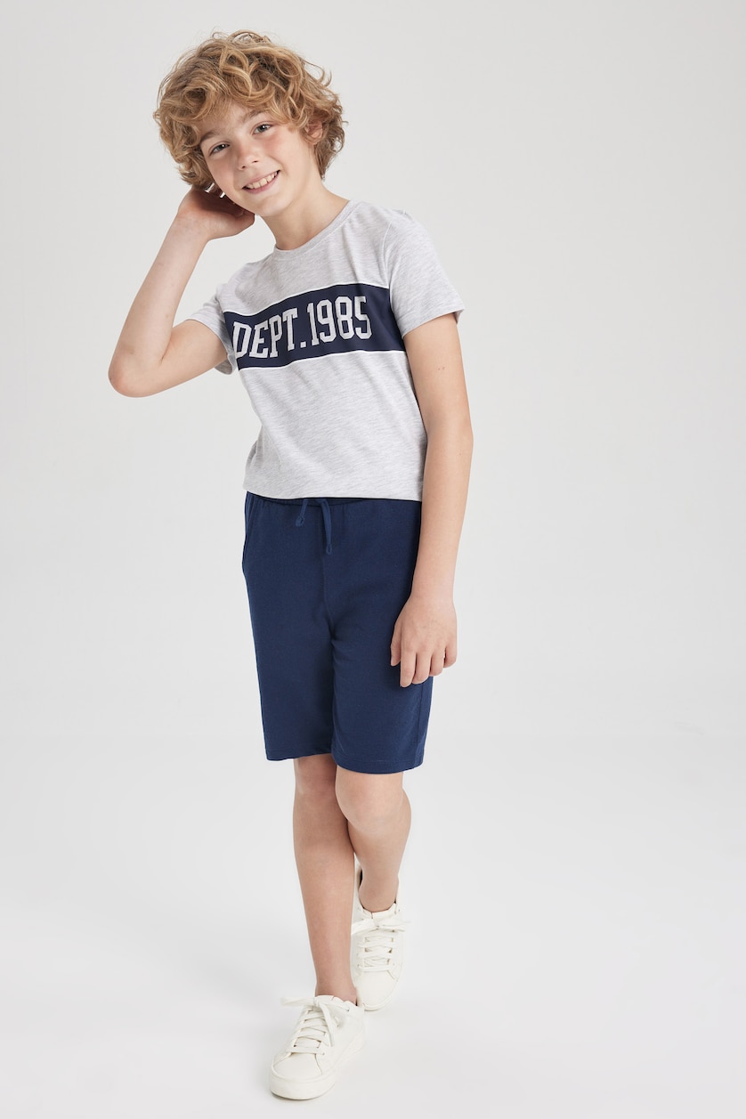 Erkek Çocuk - Genç Erkek Açık Gri Melange Erkek Çocuk Regular Fit 2'li Şort