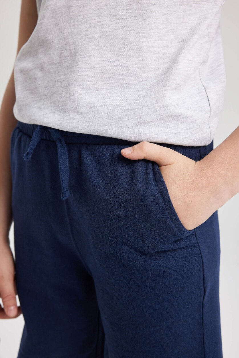 Erkek Çocuk - Genç Erkek Açık Gri Melange Erkek Çocuk Regular Fit 2'li Şort