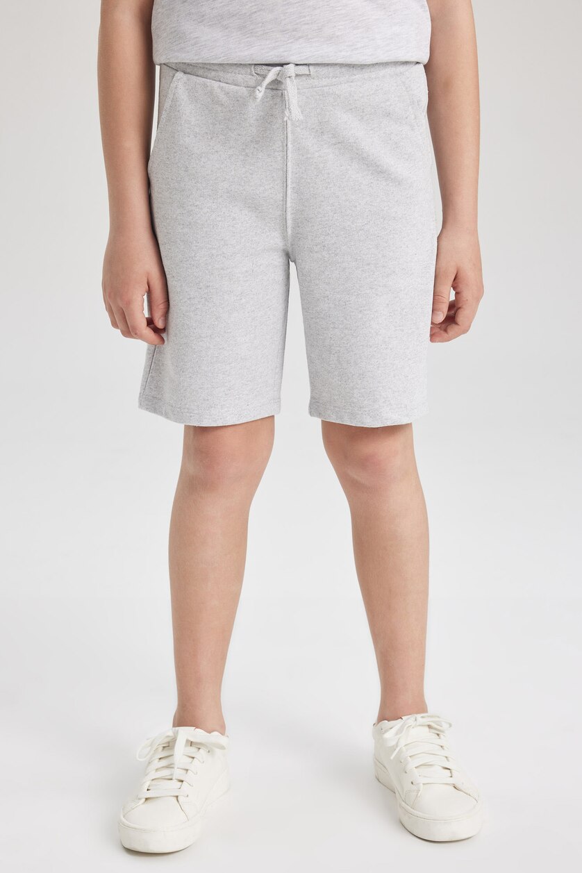 Erkek Çocuk - Genç Erkek Açık Gri Melange Erkek Çocuk Regular Fit 2'li Şort