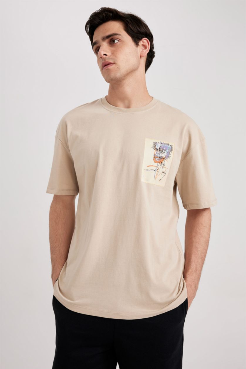 MAN Beige Comfort Fit Short Sleeve T-Shirt