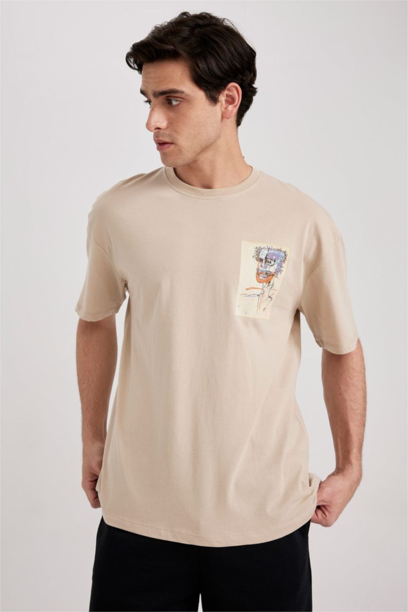 MAN Beige Comfort Fit Short Sleeve T-Shirt