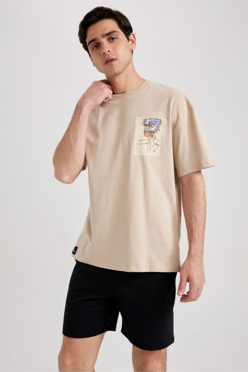 MAN Beige Comfort Fit Short Sleeve T-Shirt