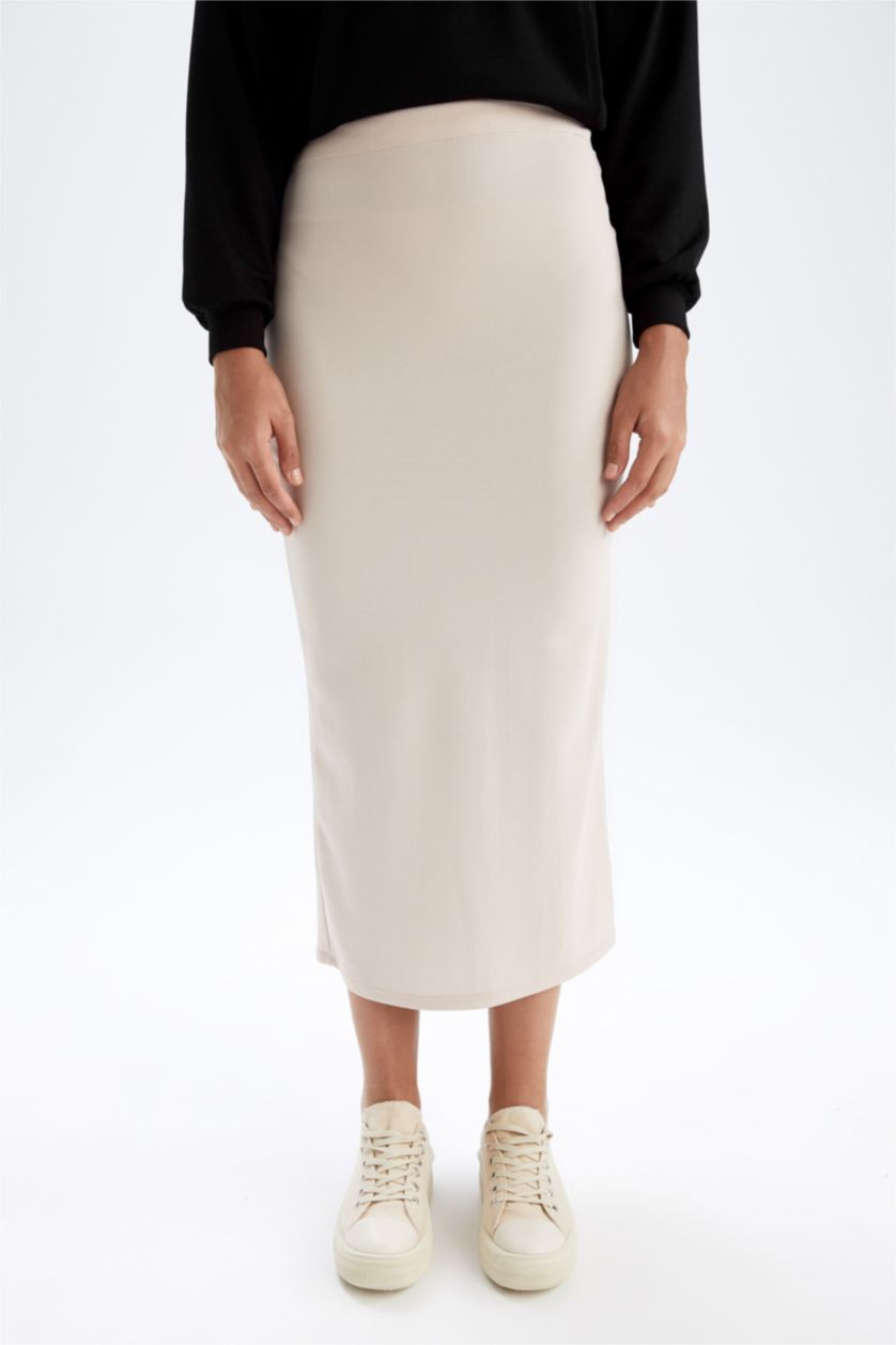 FEMME Beige Jupe Midi à coupe régulière