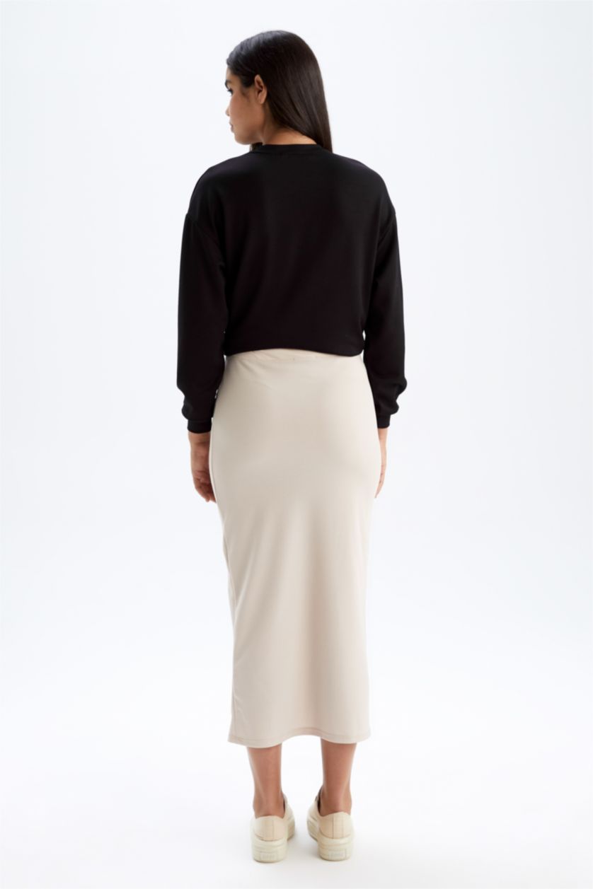 FEMME Beige Jupe Midi à coupe régulière