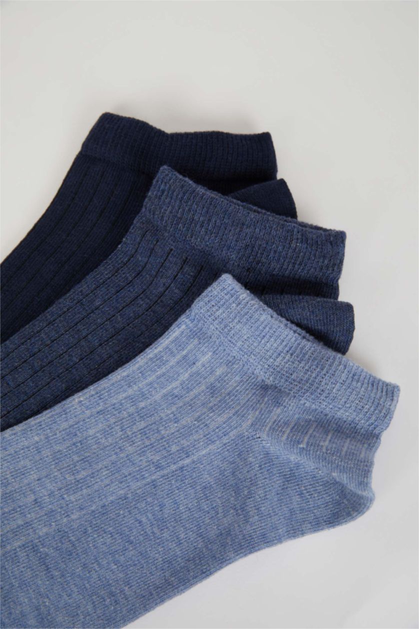Erkek Lacivert 3'lü Pamuklu Patik Çorap
