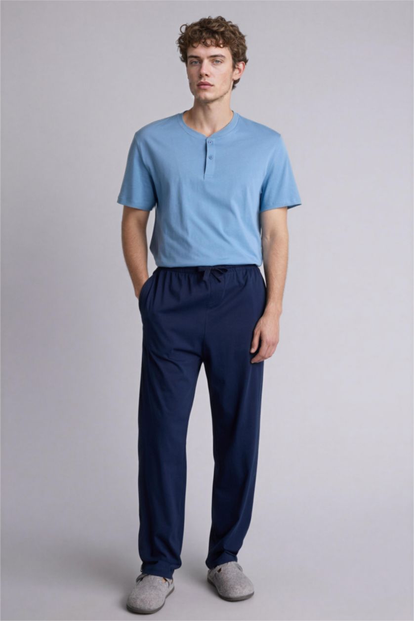 Man NAVY بنطلون بجامة قصة عادية قطن 100%