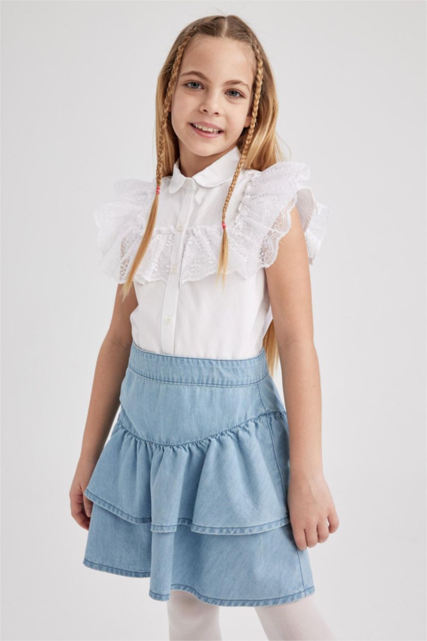 GIRLS & TEENS Light Blue Girl Child Jean Skirt