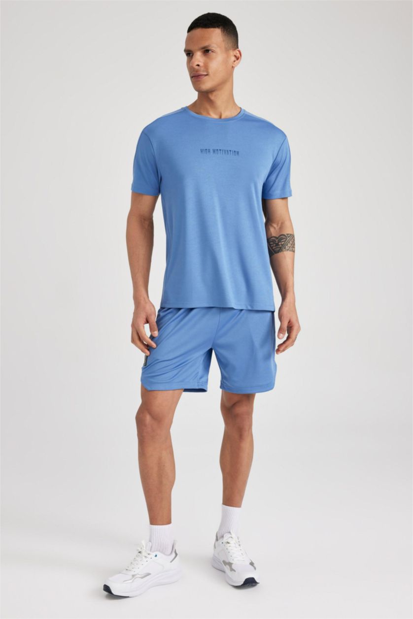 رجالي أزرق غامق شورت سليم فيت بجيوب