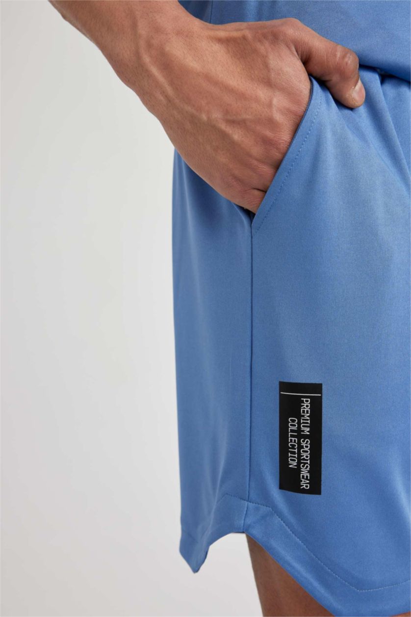 رجالي أزرق غامق شورت سليم فيت بجيوب