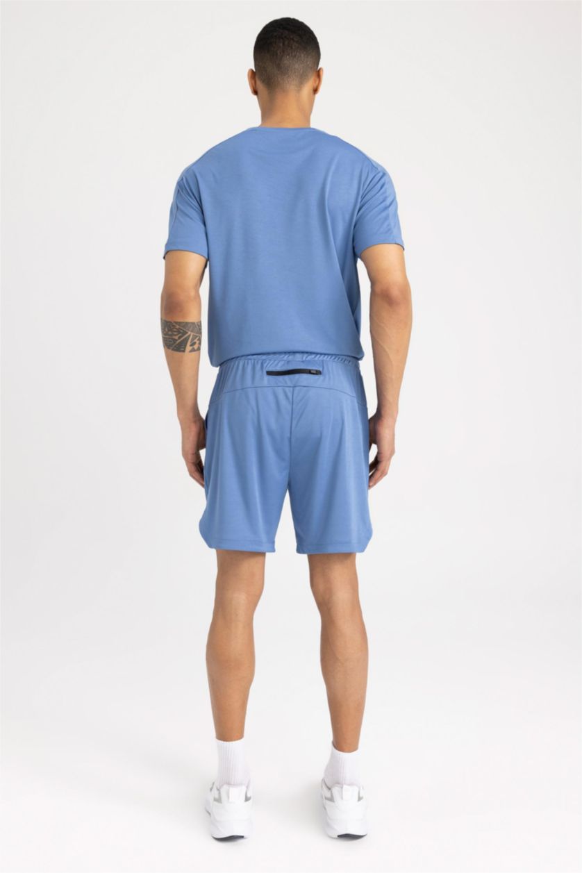 رجالي أزرق غامق شورت سليم فيت بجيوب