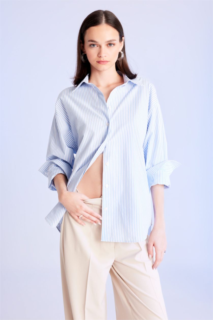 FEMME Bleu Chemises à manches longues Popeline Col De Chemise