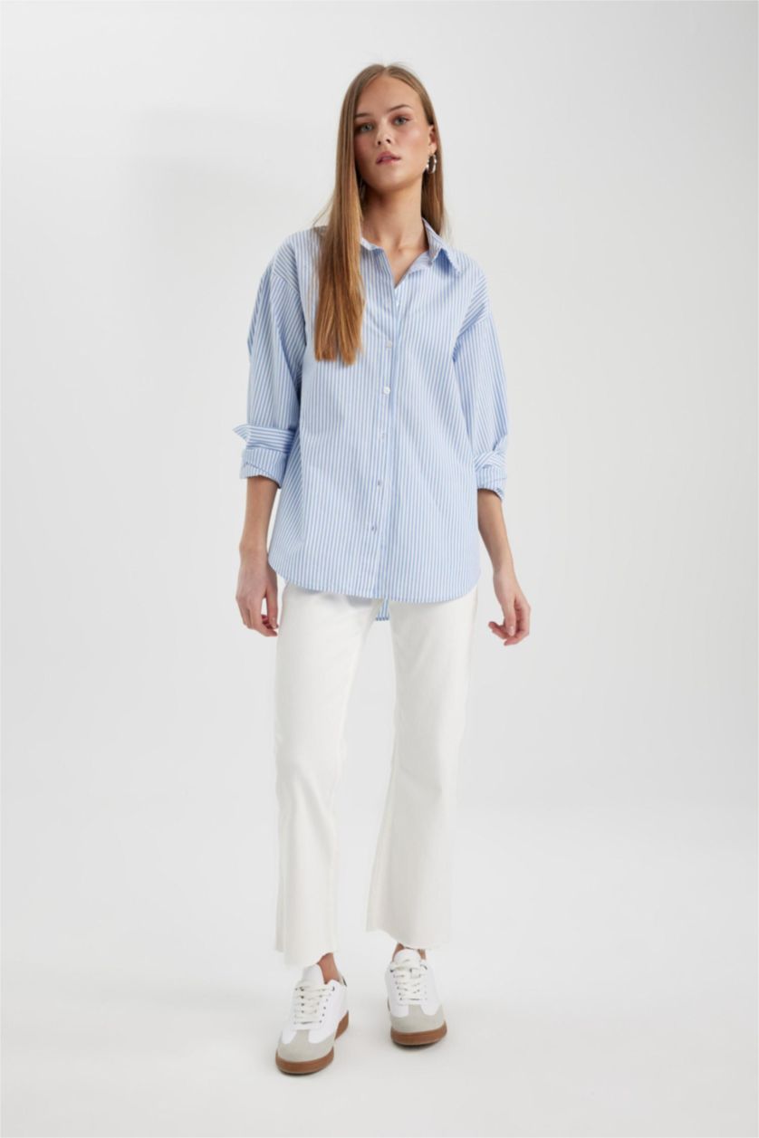 FEMME Bleu Chemises à manches longues Popeline Col De Chemise