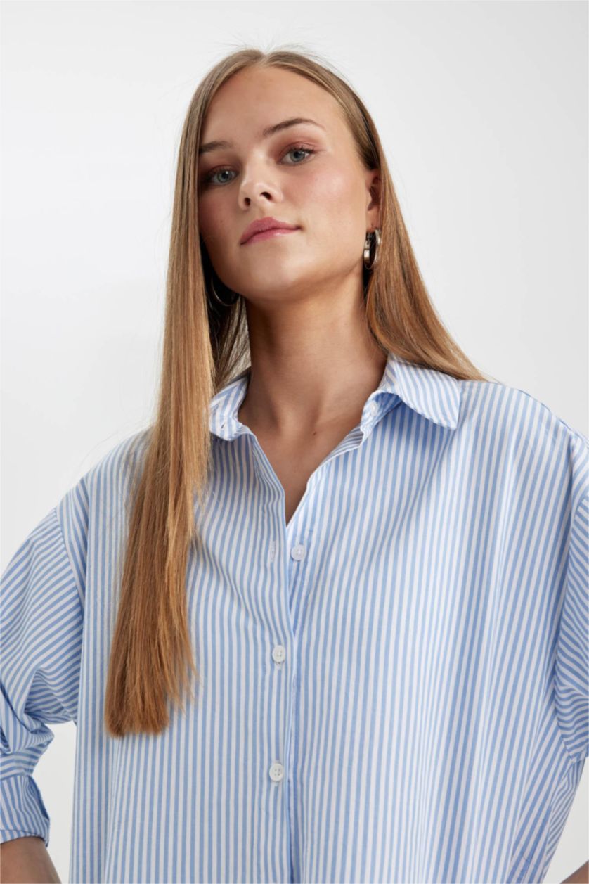 FEMME Bleu Chemises à manches longues Popeline Col De Chemise