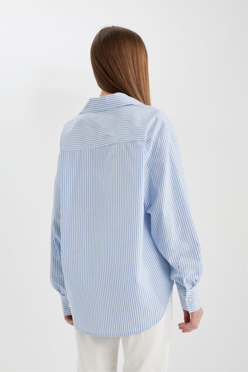 FEMME Bleu Chemises à manches longues Popeline Col De Chemise