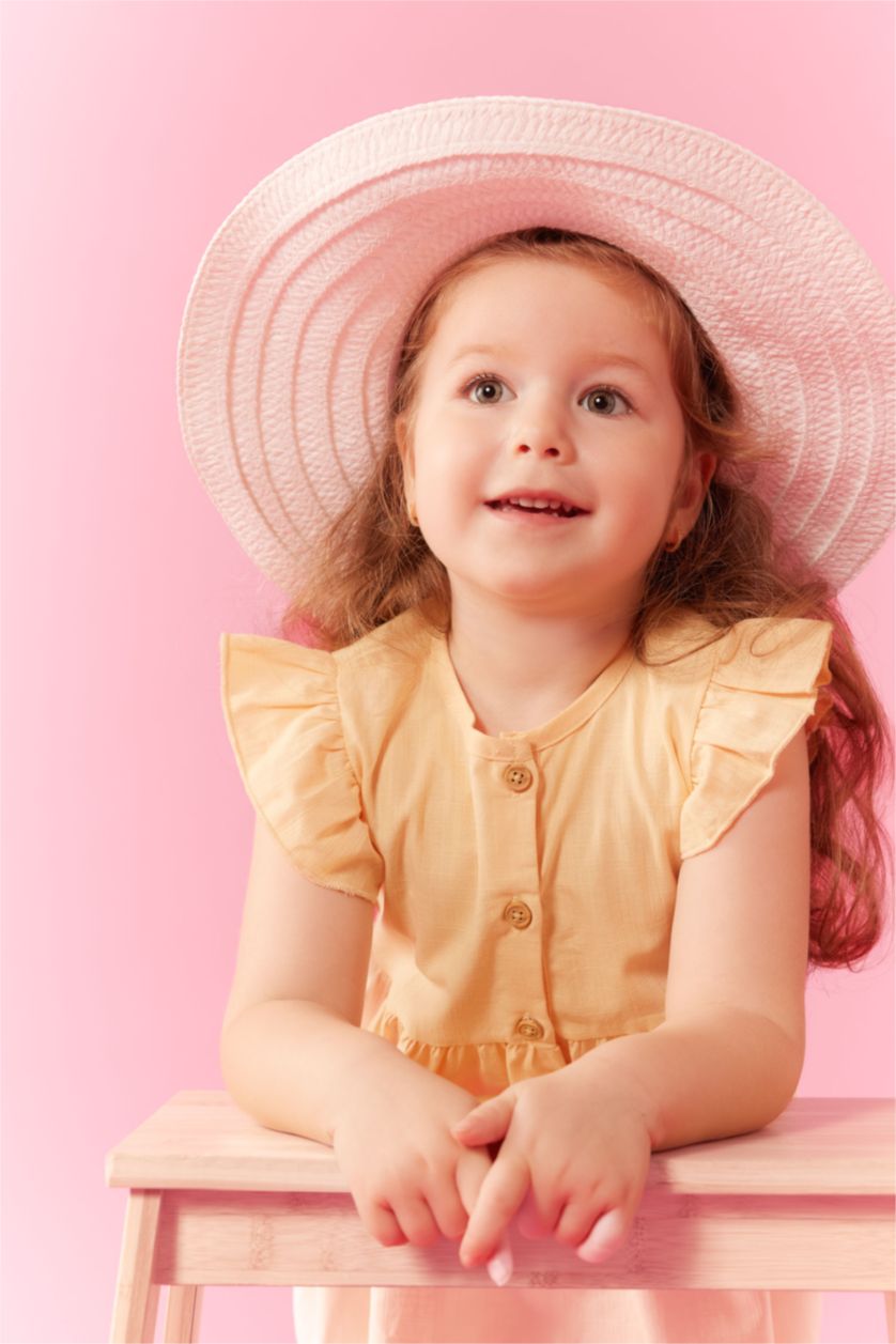 BABY GIRL Light Yellow Regular Fit Sleeveless Woven Dress